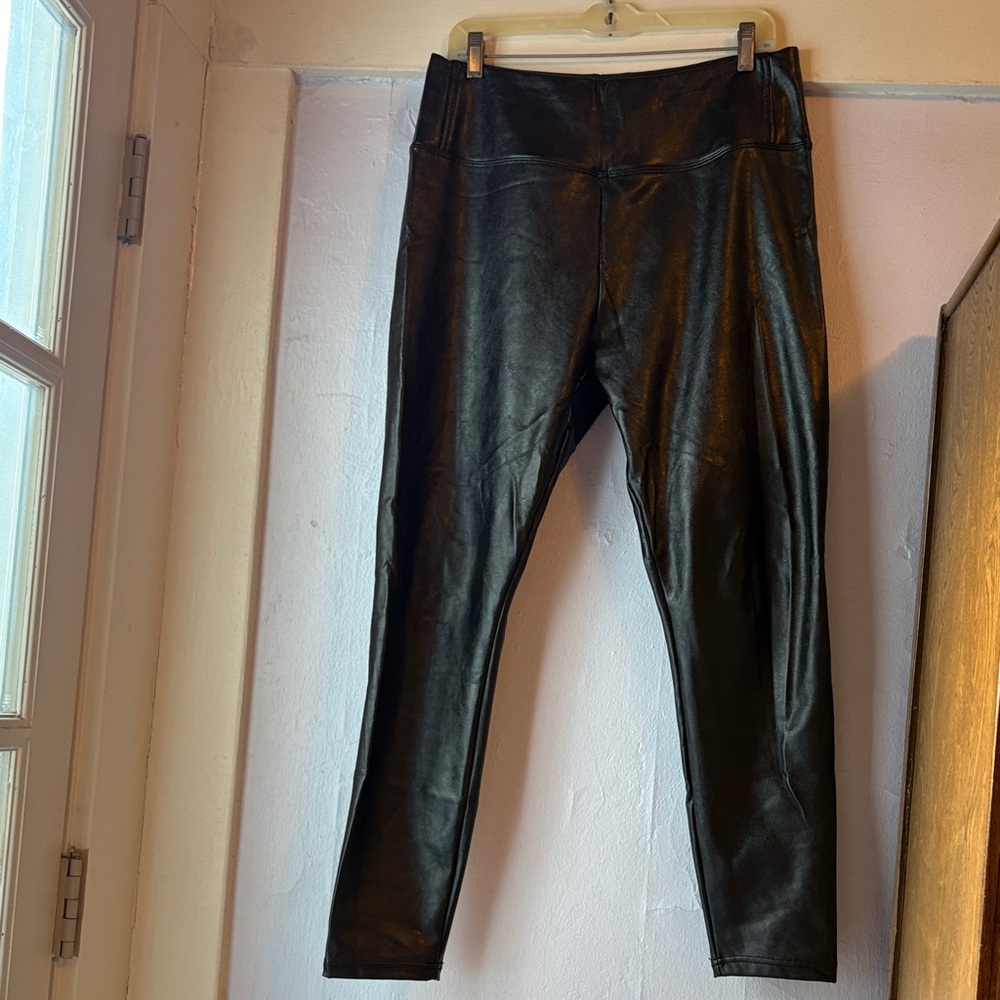 BP Shiny Black Faux Leather Fabric